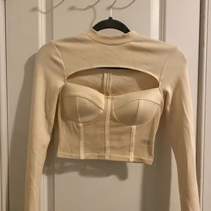 Long sleeve bustier mesh top